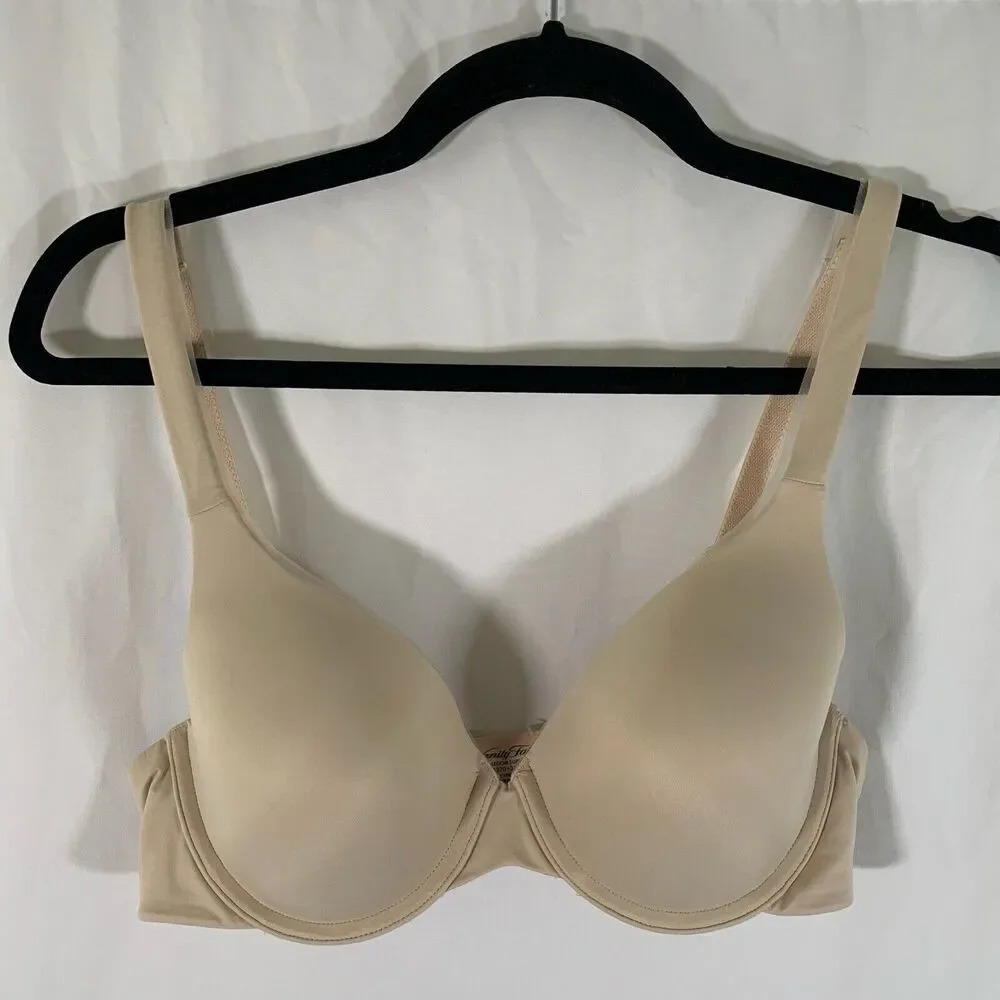 Vanity Fair Bra Women's 36B Beige Hook & Eye Strappy Padded Wired Stretchy